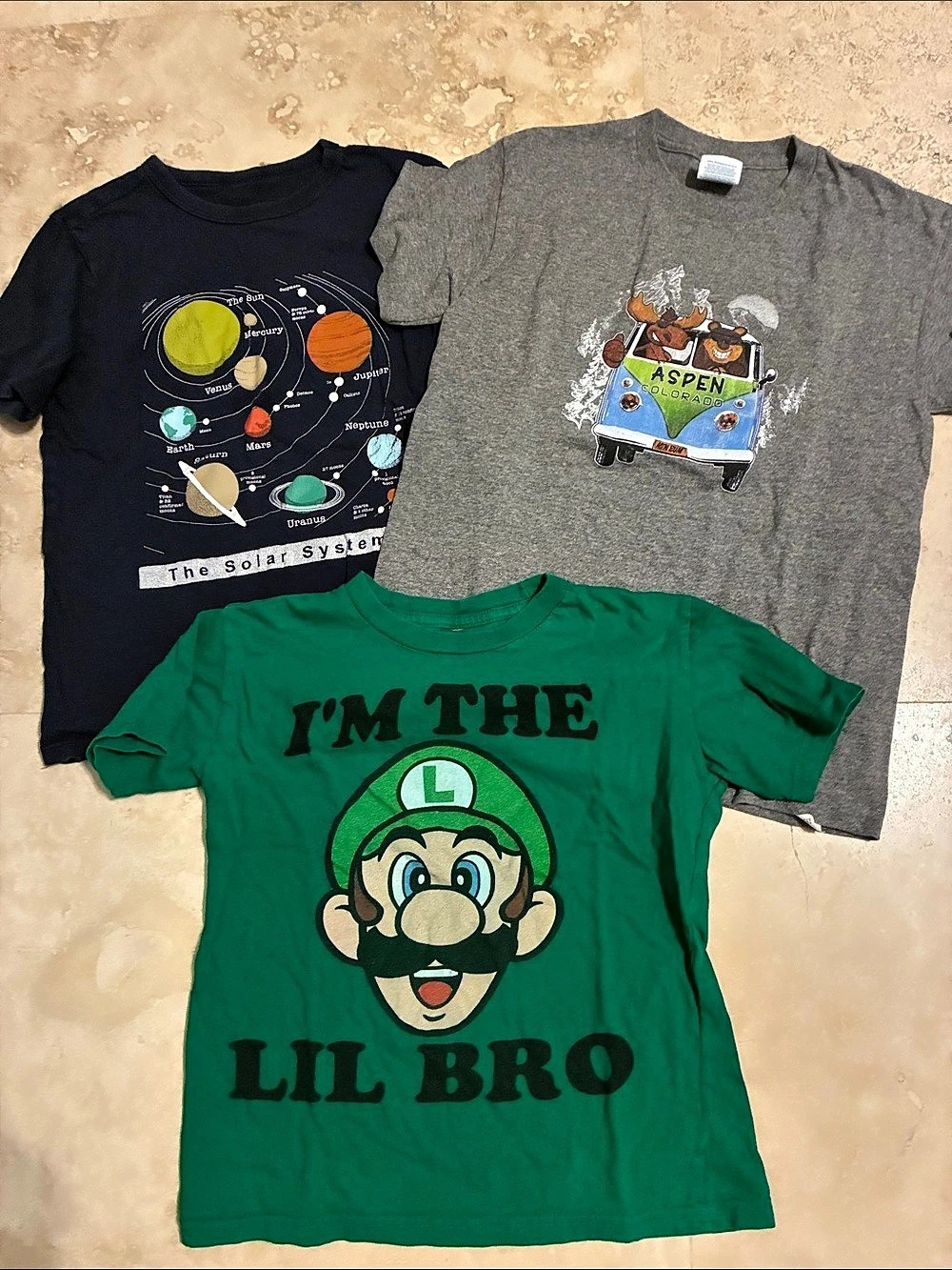 Bundle Boys Medium Graphic T-Shirt 3-Pack Navy, Green & Gray